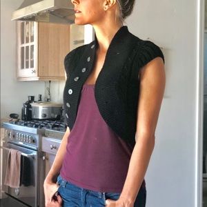 BCBG Max Azria Crop Knit shrug Cardigan Black XS